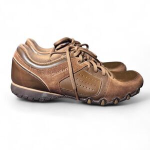 Skechers Relaxed Fit Memory Foam Brown Leather Sneakers Womens 7.5 Comfort